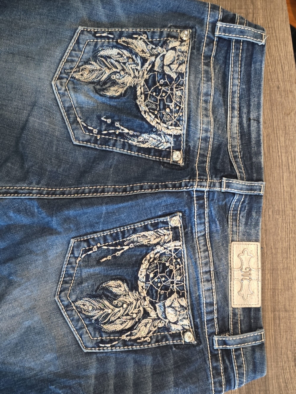 Miss Me Dark Blue Embroidered Dreamcatcher Back-Pocket Jeans - Women